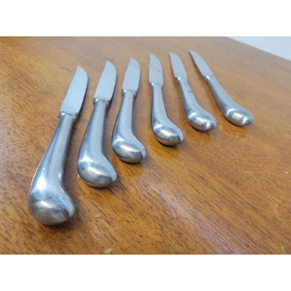 6 Viking Super‎ Stainless Steel Handcrafted Knives Curved Arched Handles w/Box